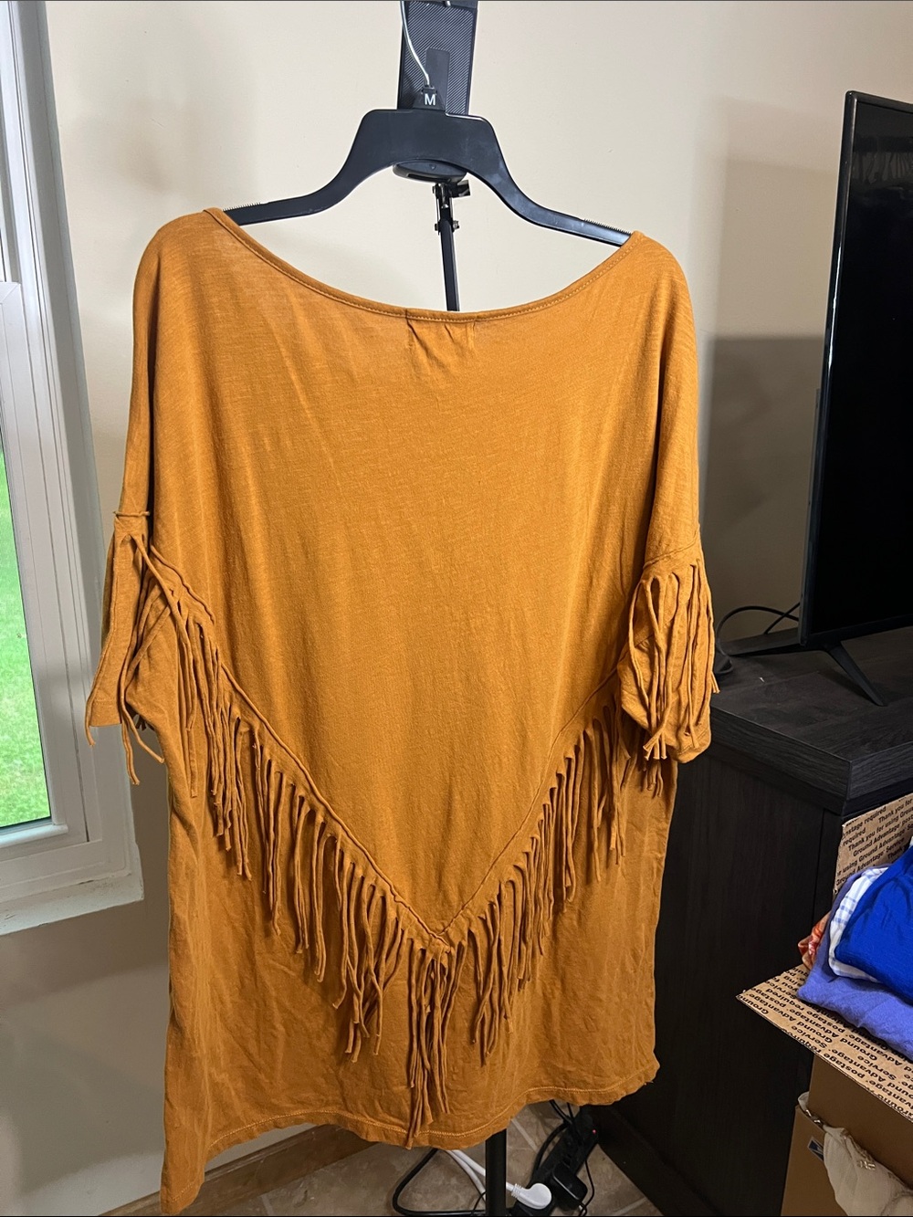BUCKETLIST Women's Oversized Mustard-Orange Short Sleeve Tee Tunic or dress